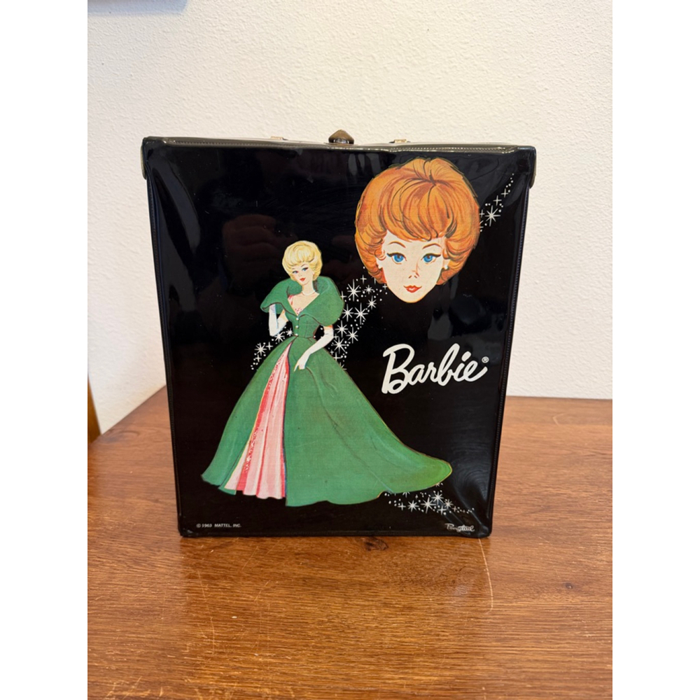 Vintage 1963 Mattel Barbie Black Doll Case Hard Vinyl w/ Accessory Box | Mod Era